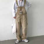 Retro Workwear Colorblock Denim Overalls