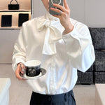 Simple Bow Tie Loose Casual Shirt