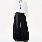 American Retro Rivet Stitching Deconstructed Scimitar Pants