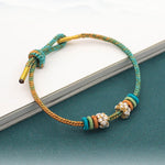 Buddha Stones Handmade Eight Thread Peace Knot Peach Blossom Knot Luck Rope Braided Bracelet