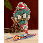 Tibetan Handmade Shankha Om Mani Padme Hum Buddha Avalokitesvara Turquoise Conch Shell Positive Decoration