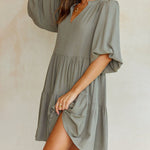 Zeagoo Women's Casual Boho V Neck Short Sleeve Tie Waist A Line Flowy Dresses