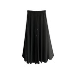 Women's Black High-Waisted Wide-Leg Skirt-Pants