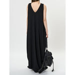 Women's Deep V Neck Asymmetric Curved Balloon Dress