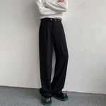 Snap Placket Drape Casual Straight Leg Pants