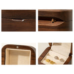 Buddha Stones Retro Handmade Black Walnut Wood Ring Jewelry Storage Box Leaf Wooden Gift Box
