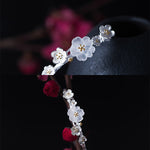 Buddha Stones 925 Sterling Silver Plum Flower Blessing Bracelet Adjustable Bangle
