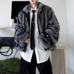 Winter Retro Oversized Stand Collar Faux Fur Coat