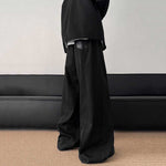 American Style Loose Leather Wide-leg Pants