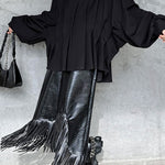Pleated V-neck Solid Windbreaker Jacket