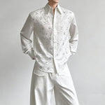 Sequin Lace Argyle-Pattern Shirt