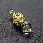 Buddha Stones Tibetan Dorje Vajra 4 Prong Lotus Liuli Crystal Strength Necklace Pendant