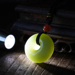 Buddha Stones Natural Round Jade Gray Jade Peace Buckle Luck Necklace Pendant