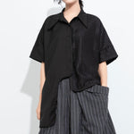 Womenâ€™s Patchwork Irregular Collar T-shirt
