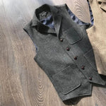 Vintage Multi-Pocket Herringbone Wool Vest