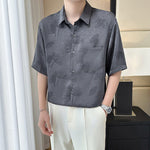 Ice Silk Drape Lapel Floral Shirt