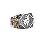 Buddha Stones 925 Sterling Silver Sanskrit Design Carved Protection Adjustable Ring