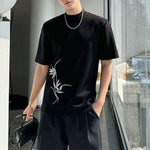 Half Turtleneck Slim Fit Embroidered Casual T-shirt