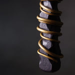 Buddha Stones Tibet Ebony Wood Brass Balance Peace Necklace Pendant