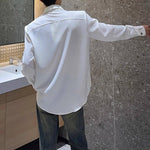 Solid Color Loose Casual Padded Shoulder Shirt
