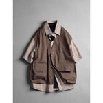 Japanese Style Contrast Color Stitching Fake Two-piece Vest T-shirt