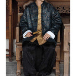 Stand-up Collar Brocade Sea Pattern Jacket