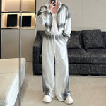 Retro Gradient Color Hooded Short Sweatshirt Wide-leg Pants Two-piece Set