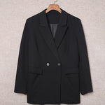 Zeagoo Double Breasted Button Down Office Work Wear Solid Blazer Jacket