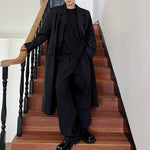 Lapel Shoulder Pads Long Trench Coat
