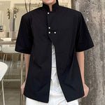 Stand Collar Zip Short Sleeve Shirt