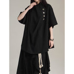 Stand-up Collar Button Placket Unisex Short-sleeved Shirt