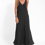 Zeagoo Women's Casual Loose Dress Sleeveless Deep V Neck Split Beach Maxi Long Dress