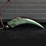 Buddha Stones Natural Black Obsidian Ice Obsidian Rainbow Obsidian Wolf Tooth Pattern Strength Necklace Pendant