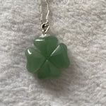 Buddha Stones 925 Sterling Silver Green Aventurine Four Leaf Clover Luck Leather Rope Necklace Pendant