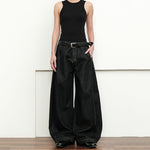 American Retro Casual Scimitar Wide-leg Jeans