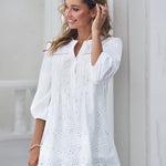 Zeagoo Lace Crochet V Neck Half Sleeve Embroidery Button Down Blouses Casual Shirts