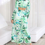 Zeagoo Women's Boho Floral Printed V Neck Lantern Long Sleeve Waist Cut Out Back Casual Jumpsuit Romper