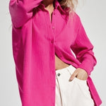 Zeagoo Solid Color Long Sleeve Cotton Crepe Shirt for Women Casual Work Office Loose Fit 2026 | Under