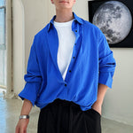 Solid Color Seersucker Loose Casual Shirt