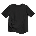 Ice Silk Hem Draped Curved Pleated Patchwork Top