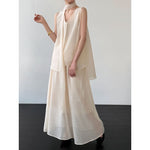 Women's Sleeveless Ribbon-Tie Top and  Maxi Skirt Two-Piece Set