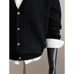 V-neck Striped Knit Cardigan