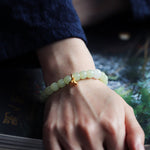 Buddha Stones Jade Lotus Abundance Adjustable Bracelet
