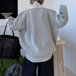 Retro Striped V-neck Diagonal Button Knit Cardigan
