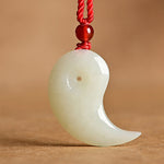 Buddha Stones Yin Yang White Jade Cyan Jade Protection Blessing Necklace String Pendant