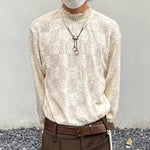 Retro Lace Openwork Mock Neck Shirt