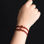 Buddha Stones Four Leaf Clover Five-petal Flower Cinnabar Blessing Red String Bracelet