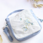 Buddha Stones Embroidered Butterfly Lotus Magnolia Cotton Linen Tote Crossbody Bag Shoulder Bag Handbag