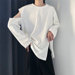 Shoulder Cutout Hem Split Bottom Shirt