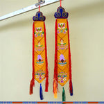 Buddha Stones Lotus Flower Eight Auspicious Symbols Meditation Enlightenment Colorful Tassels Wall Art